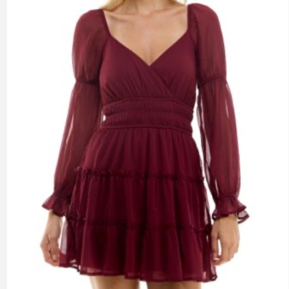 Altar'd State Deep Red Long Sleeve Dress - Picture 3 of 13